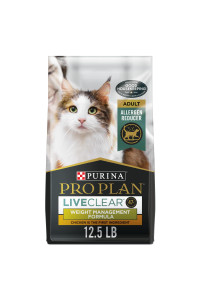 Purina pro plan Allergen Reducing, Weight Control Dry Cat Food, LIVECLEAR Chicken and Rice Formula - 12.5 lb. Bag