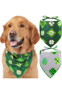 Odi Style St. Patrick's Day Bandana for Dogs - 2 Pack Saint Patrick Day Dog Handkerchief with Shamrock Prints, Lucky Dog Bandanas for Small, Medium, Large Dogs, Puppy Accessories, Green Scarfs