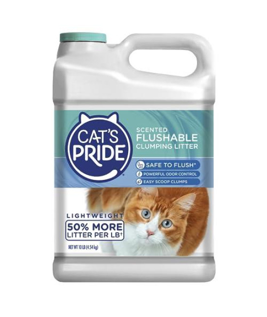 Cat's Pride Lightweight Clumping Litter: Flushable - Powerful Odor Control - Scented, 10 Pounds