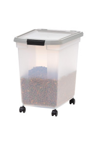 IRIS USA 65 Quart Airtight Pet Food Storage Container for Dog, Cat, Bird and Other Animals, Gray
