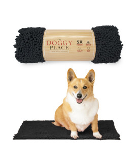 My Doggy Place Microfiber Dog Mat for Muddy Paws, 18 x 24 Charcoal - Absorbent and Quick-Drying Dog Paw Cleaning Mat, Washer and Dryer Safe - Non-Slip Rubber Backed Dog Floor Mat, Small