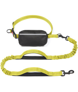 iYoShop Hands Free Dog Leash with Zipper Pouch, Dual Padded Handles and Durable Bungee for Walking, Jogging and Running Your Dog (Large, 25-120 lbs, Yellow)