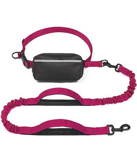 iYoShop Hands Free Dog Leash with Zipper Pouch, Dual Padded Handles and Durable Bungee for Walking, Jogging and Running Your Dog (Large, 25-120 lbs, Very Berry)
