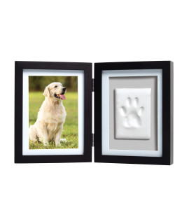 Pearhead Dog or Cat Paw Print Pet Keepsake Photo Frame With Clay Imprint Kit, Gift for Pet Lovers and Pet Owners, Tabletop Memorial Frame, 4? x 6? Photo Insert, Black, 1 Count (Pack of 1)