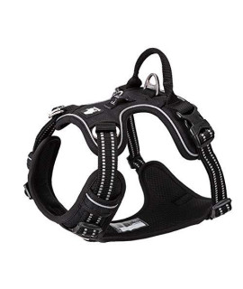 WINHYEPET True Love No Pull Dog Harness Extra Reflective Pet Harness for Small Medium Large Dogs Adjustbale for Running Walking Padded Soft Mesh Vest Easy Control TLH56512(Black,L)