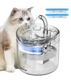 HAPUP cat Water Fountain Animal Water Dispenser 61OZ18L Automatic Pet Drinking Fountain clear Upgrade with 2 Filter Replacement 1 Adjustable Silent 1 Water Pump for cats Kitty Indoor