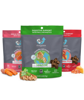 Shameless Pets Crunchy Cat Treats -? Kitty Treats for Cats with Digestive Support, Natural Ingredients Kitten Treats with Real Ingredients, Healthy Flavored Feline Snacks - Variety Pack, 3-Pk