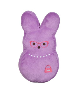 Peeps for Pets Bunny 12 Inch Purple Dress-Up Bunny Plush Dog Toy Dog Chew Toy for All Dogs with Pearl Necklace Large Dog Toy Made from Soft Plush Fabric