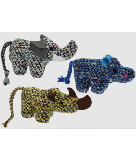 Multipet Berber Animal Cat Toy Assortment Blue; Grey; Green 7in