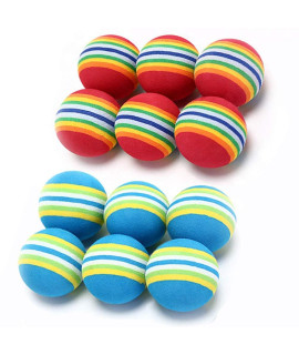 VOVIGGOL 12 Pack 2 Color Rainbow Cat Toy Balls Soft EVA Foam Interactive Indoor Kittens Favorite Toys 1.38 Dia. Small Dogs Puppies Toy Balls Bulk Activity Chase Quiet Play Sponge Ball