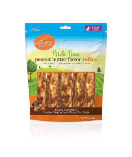 Canine Naturals Peanut Butter Chew - 100% Rawhide Free Dog Treats - Made with Real Peanut Butter - All-Natural and Easily Digestible - 5 Pack of 7 Inch Large Rolls for Dogs 50-75lb