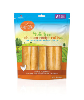 Canine Naturals Chicken Recipe Chew - Rawhide Free Dog Treats - Made from USA Raised Chicken - All-Natural and Easily Digestible - 5 Pack of 7 Inch Large Rolls for Dogs 50-75lb