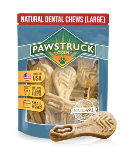 Pawstruck Natural Dental Treats for Dogs, 30-Pack Dog Breath Freshener Chews, Made in USA Teeth Cleaning Canine Oral Health Dental Care Sticks for Large Dogs or Medium Breeds and Puppies