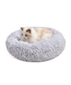 Gavenia Cat Beds - 23.6''x23.6'' Washable Donut Bed, Plush Cushion, Waterproof Bottom, Calming & Self-Warming, Grey