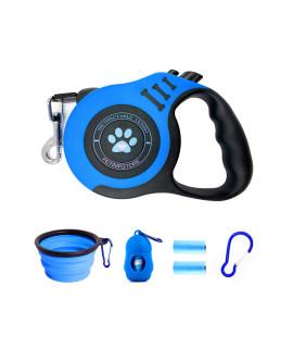 PETIMP Retractable Dog Leash Lightweight 16FT Leash Claw Print, with Folding Bowl,Dispenser,Rubbish Bags, for Small Medium Dogs(Blue)