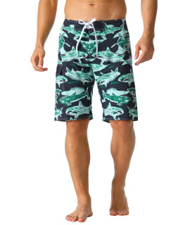 unitop Mens Swim Trunks Quick Dry Summer Sea World cool Sports Shorts with Lining green-395 38