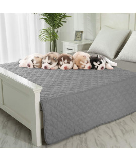Dog Blankets for Couch Protection Waterproof Dog Bed Covers Pet Blanket Furniture Protector (Grey+Beige, 82x86)