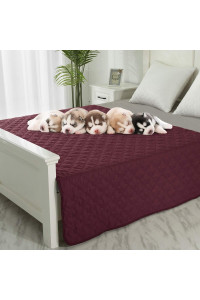 Dog Blankets for Couch Protection Waterproof Dog Bed Covers Pet Blanket Furniture Protector (Burgundy+Pink, 68x82)