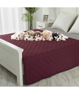Dog Blankets for Couch Protection Waterproof Dog Bed Covers Pet Blanket Furniture Protector (Burgundy+Pink, 68x82)