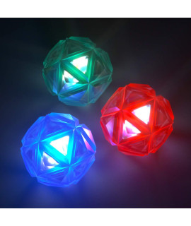 PEDOMUS Light up Dog Ball Squeaky Balls for Dogs Elastic Flash LED Dog Toy Balls Interactive Dog Toys Bounce-Activated (3 Pack, Blue,Red,Green)