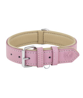 Riparo Genuine Leather Pink Dog Collar Heavy Duty K-9 Adjustable Dog Collar (Large, Pink)