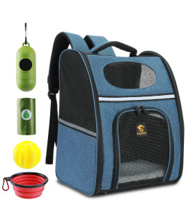 Small Pet Backpacck Carrier for Baby Dog Cat Bird Bunny, 600D Solid Polyester, Max 15lb, with Full Set Accessories, Blue, from Cosydot