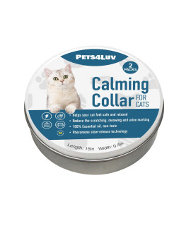 Calming Collar for Cats - Pheromone Calm Collars, Anxiety Relief Fits Small Medium and Large Cat - New Version - Adjustable and Waterproof with 100% Natural 2 Pack