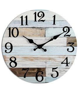 KEcYET Wall clock - 10 Inch Silent Non-Ticking Wooden Wall clocks Battery Operated - country Retro Rustic Style Decorative for Living Room, Kitchen, Home,Bathroom, Bedroom, Laundry Room