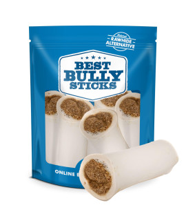 Best Bully Sticks 5 to 6 Inch Bacon & Cheese Stuffed Shin Bones - USA Baked & Packed Shin Bones for Dogs - Highly Digestible Fillings, Long Lasting and Refillable - 5 Pack