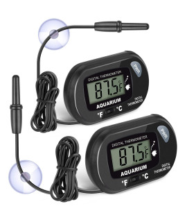 2-Pack Aquarium Thermometer, Fish Tank Thermometer, AikTryee Water Thermometer with 3.3ft Cord Fahrenheit/Celsius(?/?) for Vehicle Reptile Terrarium Fish Tank Refrigerator.