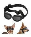Lewondr Dog Sunglasses Small Breed Dogs Goggles UV Protection,Goggles for Small Dogs Eye Wear Protection with Adjustable Strap Windproof Anti-Fog Sunglasses for Small Dogs Doggy Doggie Glasses,Black