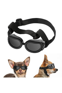 Lewondr Dog Sunglasses Small Breed Dogs Goggles UV Protection,Goggles for Small Dogs Eye Wear Protection with Adjustable Strap Windproof Anti-Fog Sunglasses for Small Dogs Doggy Doggie Glasses,Black
