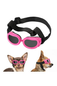 Lewondr Dog Sunglasses Small Breed Dogs Goggles UV Protection,Goggles for Small Dogs Eye Wear Protection with Adjustable Strap Windproof Anti-Fog Sunglasses for Small Dogs Doggy Doggie Glasses,Pink