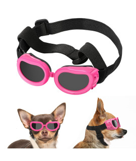 Lewondr Dog Sunglasses Small Breed Dogs Goggles UV Protection,Goggles for Small Dogs Eye Wear Protection with Adjustable Strap Windproof Anti-Fog Sunglasses for Small Dogs Doggy Doggie Glasses,Pink