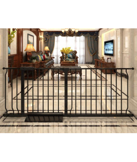COSEND Extra Wide Baby Gate Tension Indoor Safety Gates Black Metal Large Pressure Mounted Pet Gate Walk Through Long Safety Dog Gate for The House Doorways Stairs (62.2-66.93/158-170CM, Black)
