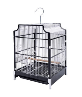 YHRJ Flight cage for Parakeets Stainless Steel Parrot Bird cage,Home Hanging Exquisite Pigeon nest,Small Apartment Bird House with Pull Tray,Need to Install (Color : Black)