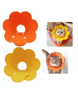 Lanyihome Cat Recovery Collar - Cute Flower Neck Cat Cones After Surgery, Adjustable Cat E Collar, Surgery Recovery Elizabethan Collars for Kitten Cats Puppy Rabbits M Size (2pcs)