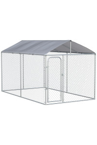 PawHut Dog Kennel Outdoor with Waterproof Canopy, Dog Run with Galvanized Chain Link, Secure Lock, for Backyard and Patio, 13' x 7.5' x 7.5'