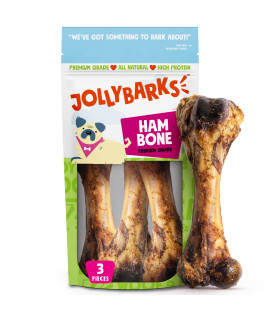 Jolly Barks Ham Femur Bone for Dogs Savory Dog Chew Bones Single Ingredient, Healthy Dog Bones for Dogs (3 Pack)