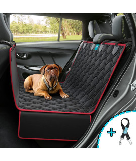Dog Car Seat Cover Hammock Pet Seat Cover Protector for Cars Truck & SUV 100% Waterproof - Machine Washable - Durable Dirt Leak Proof Heavy Duty Material Seat Belt Leash Included