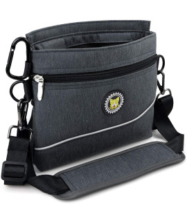 Viklluyr Dog Treat Pouch Bag with Magnetic Closure, 2 Zip Pockets, Dog Food Bag with Removable Inner Pocket, Padded Shoulder Strap, Perfect Food Bag for Agility Training - Including Carabiner