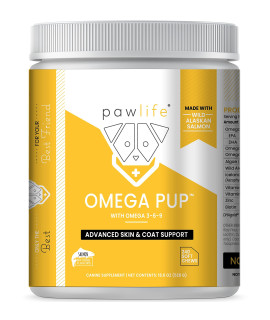 Pawlife Dog Fish Oil Supplements - 240 Omega 3 Fish Oil Dog Vitamins, Veterinarian Formulated Itching Relief for Dogs, Natural Omega 3 Fish Oil for Dogs, Dog Skin and Coat Supplement (Salmon Flavor)