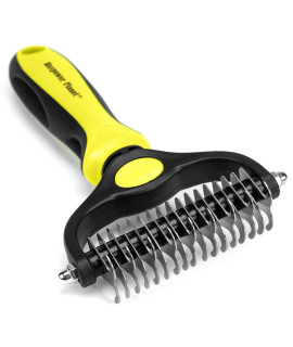 Maxpower Planet Pet grooming Brush - Double Sided Shedding and Dematting Undercoat Rake for Dogs, cats - Extra Wide Dog grooming Brush, Dog Brush for Shedding, cat Brush, Dog Brush, Pet comb, Yellow