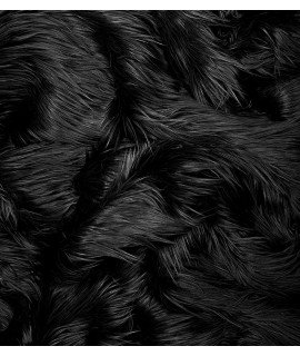 Eovea - Shaggy Faux Fur Fabric - One Yard - 60 X 36 Inches - Apparel, coats, DIY craft Supply, Hobby, costume, Home Decoration, Rug, Blanket, Shawl (Black, One Yard)