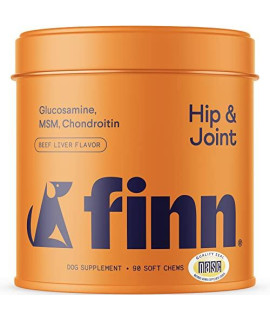 Finn Hip and Joint Supplement for Dogs Glucosamine, Chondroitin & MSM for Joint and Mobility Support with Turmeric, BioPerine and B-Vitamins 90 Soft Chews