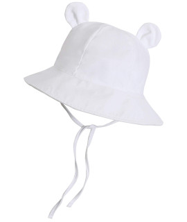Urban Virgin Baby girl Sun Hats Summer Baby Hats UPF 50+Toddler Sun Hat Infant with Wide Brim Bucket Hat A-White 2-4 T