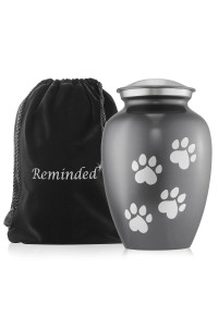 Reminded Pet Cremation Urns for Dog and Cat Ashes, Memorial Paw Print Urn - Medium Up to 70 Pounds Gray