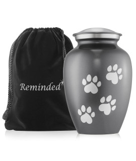 Reminded Pet Cremation Urns for Dog and Cat Ashes, Memorial Paw Print Urn - Medium Up to 70 Pounds Gray