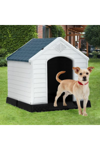 Dog House, Small and Medium Dog House, Waterproof Breathable Plastic Durable Indoor Outdoor Pet Shelter with Ventilation and Elevated Flooring, Easy to Assemble