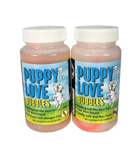 Puppy Love Bubbles, Peanut Butter & Bacon Scented Bubbles 4oz. Bottle-2 Pack Combo (1 Peanut Butter/1 Bacon) for Dogs